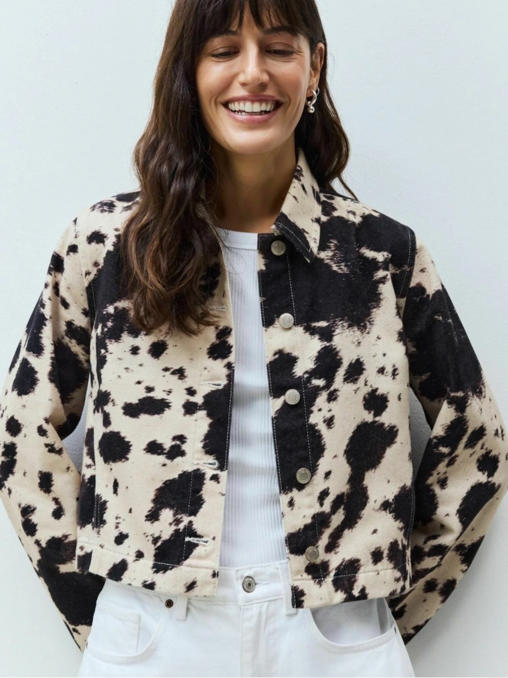 NEXT cow print denim jacket size 10